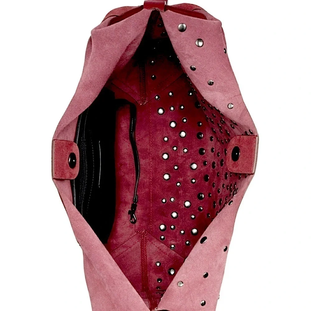 DKNY WES COLLECTION STUDDED BOHO SUEDE BAG OXBORD‎ SHOULDER HOBO PURS…
